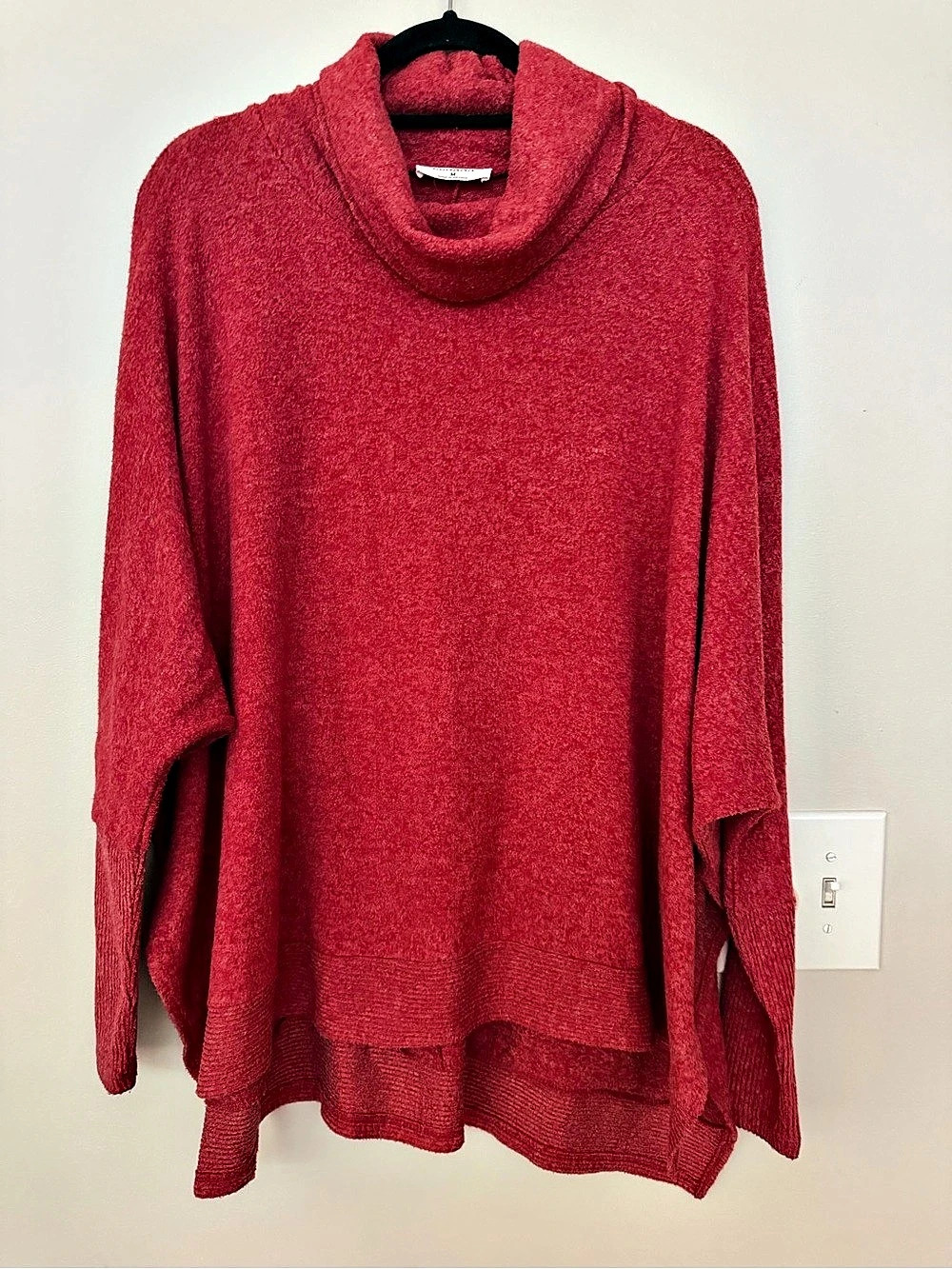 Zenana Cowl Neck Sweater in Red Size Medium